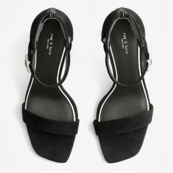 $395 NIB! RAG & BONE Black Suede Ellis Sandals Size 10 - Picture 4 of 7